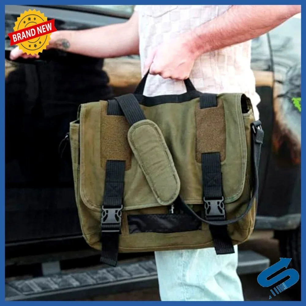 Canvas Messenger Bag Classic Premium Laptop Compartment Travel Work Commute
